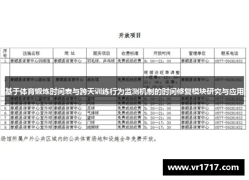 基于体育锻炼时间表与跨天训练行为监测机制的时间修复模块研究与应用